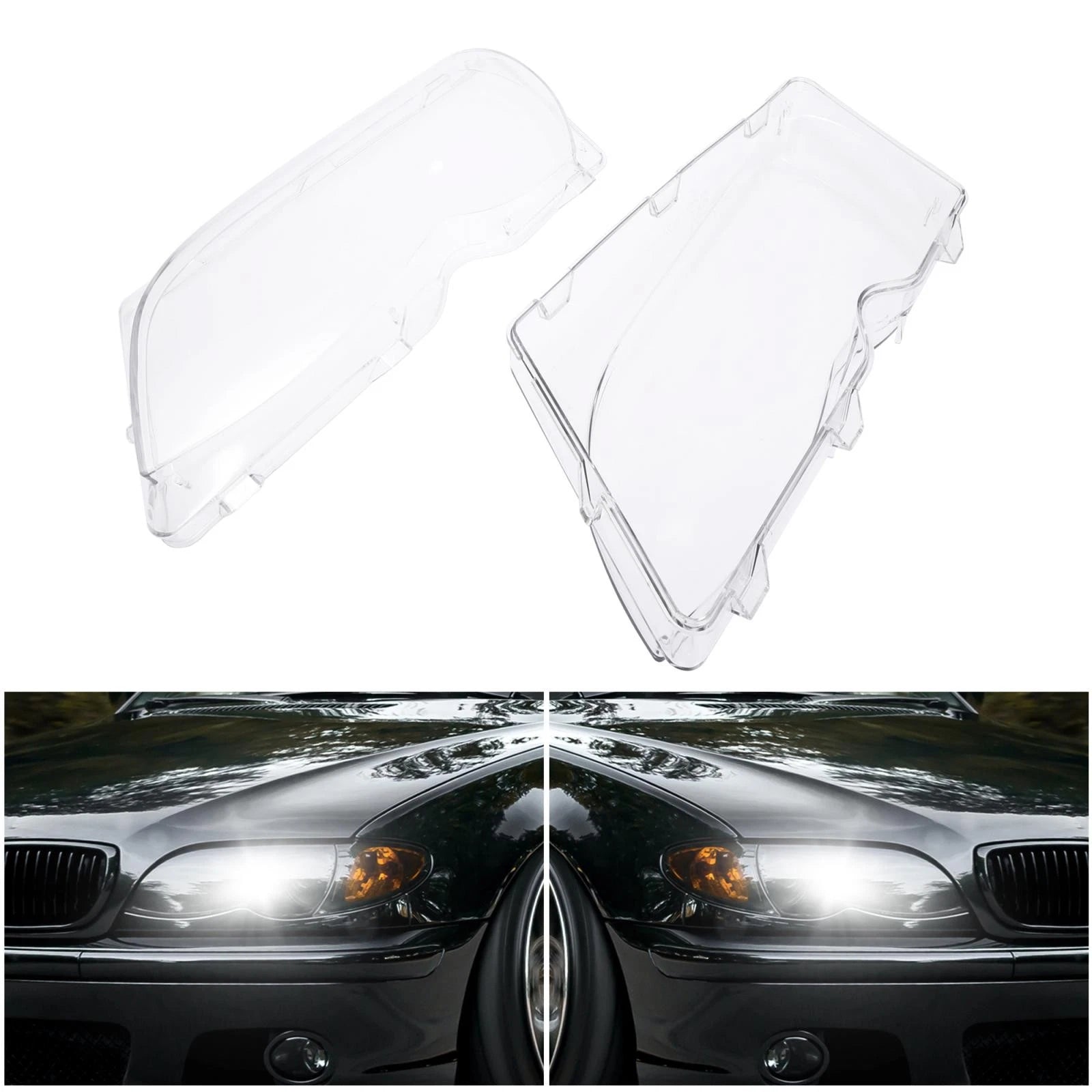 Headlight Lens Cover Front Pair for BMW E46 (1999–2005)