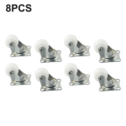 8X 1 Inch Caster Trolley Swivel Casters with Rubber Ball Bearing Wheels