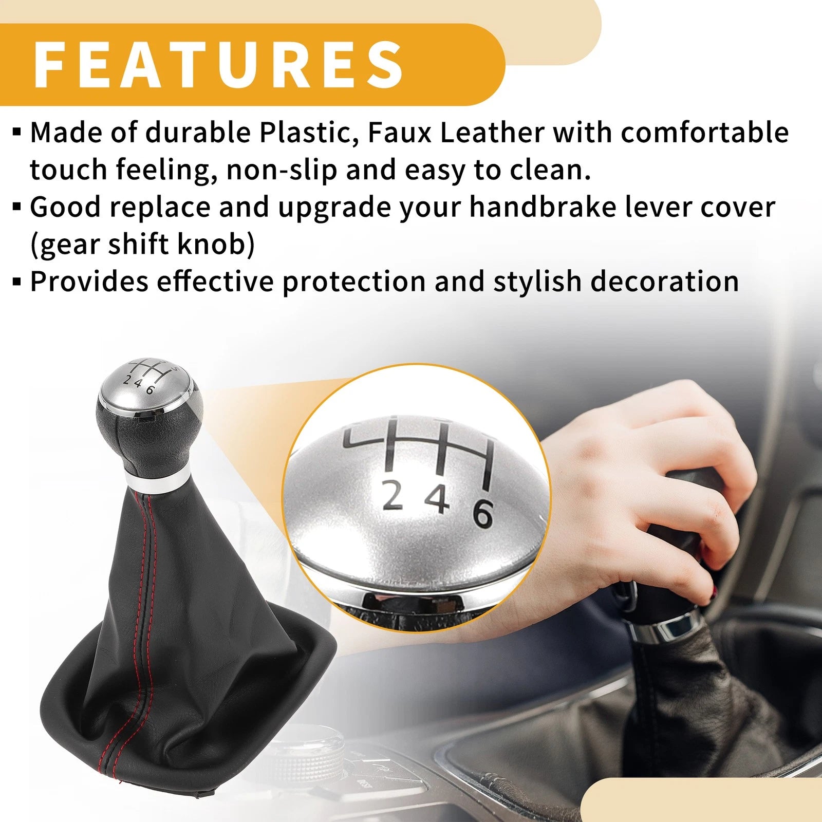 6 Speed Gear Shift Knob Cover Replacement for VW Passat (2005–2010)