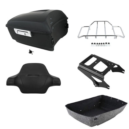 Matte Black Trunk Backrest Pad Rack for Harley Street Glide (2009–2013)