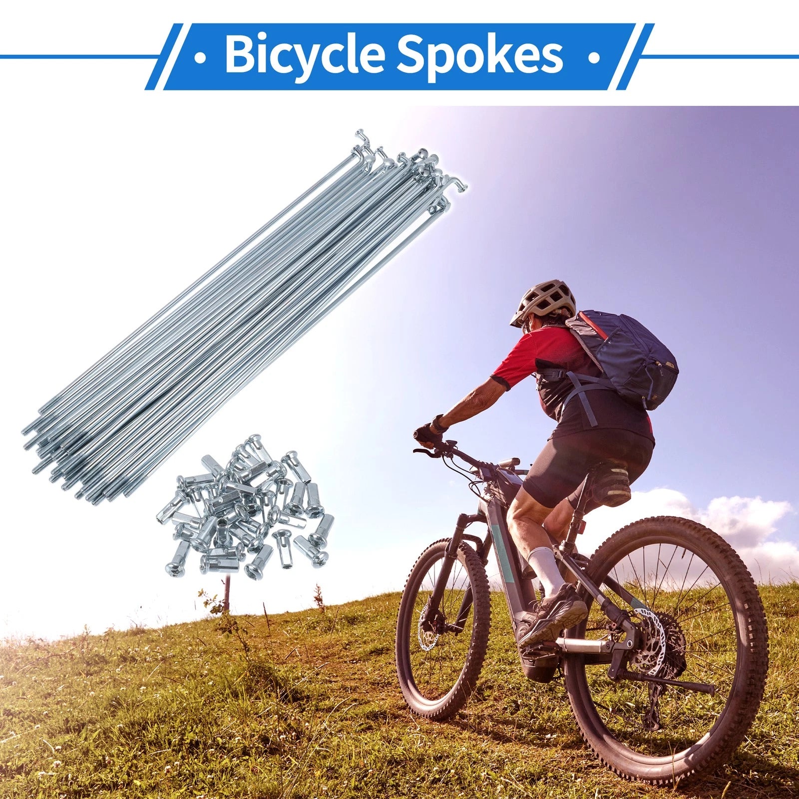 Bicycle Spoke Nipples 12G 175mm Universal Carbon Steel Galvanized Set