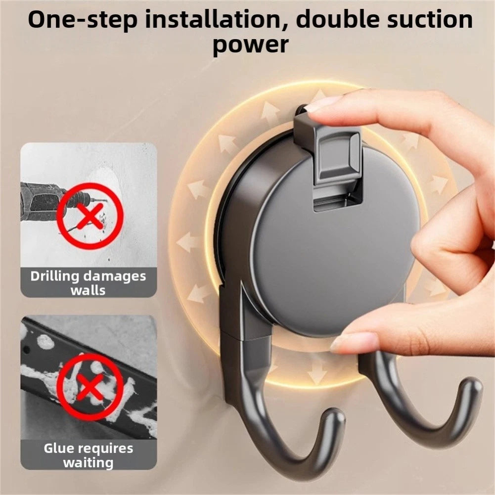 Double Hook with Easy Install Suction Cup for Kitchen and Bathroom Walls