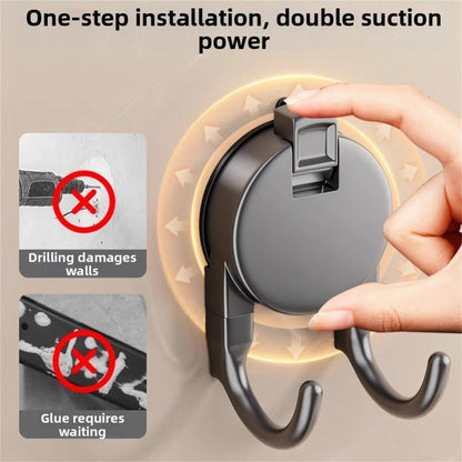 Double Hook with Easy Install Suction Cup for Kitchen and Bathroom Walls
