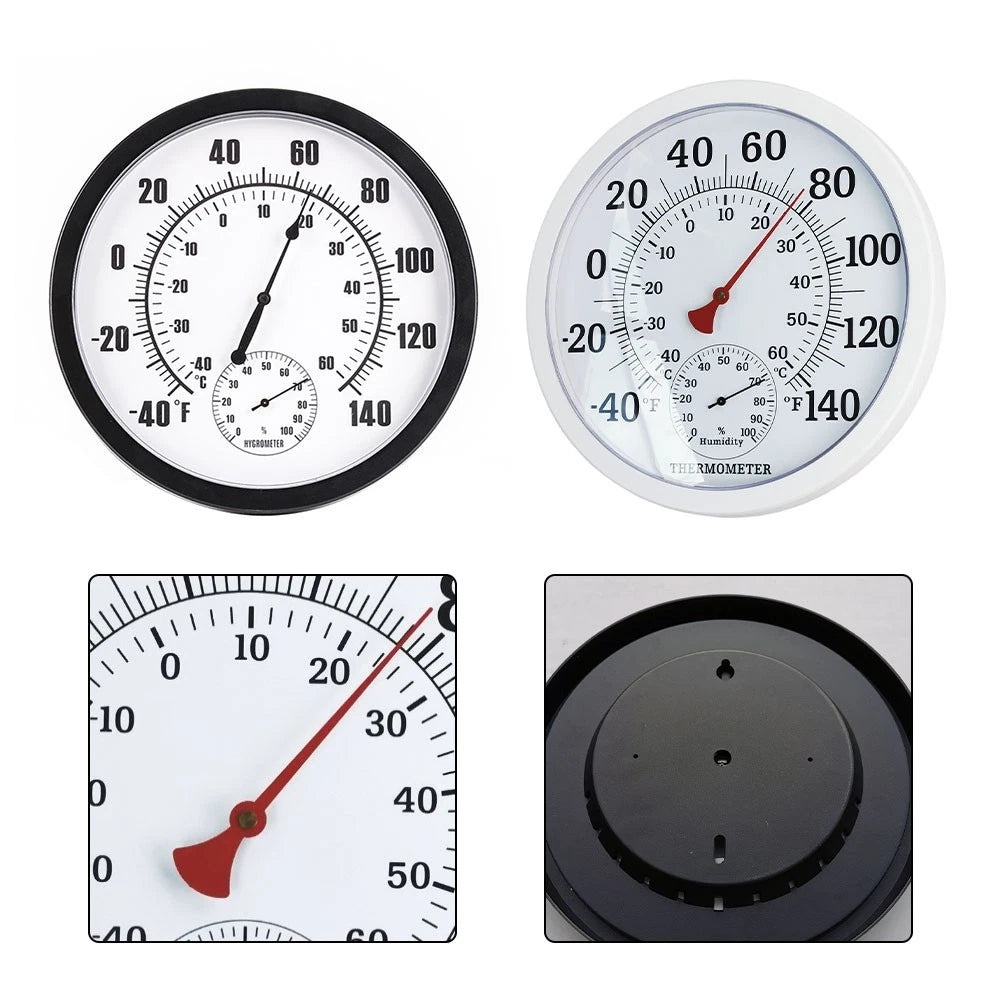 Indoor Outdoor Temperature and Humidity Gauge with Large Round Dial Display