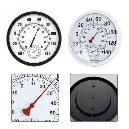 Indoor Outdoor Temperature and Humidity Gauge with Large Round Dial Display