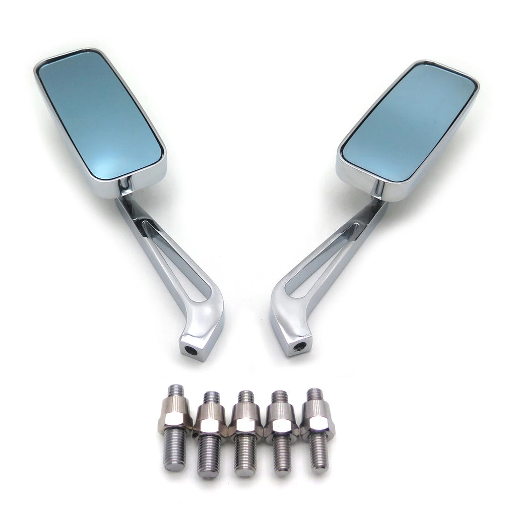 Rectangle Racing Handlebar Side Mirrors for Honda Suzuki Ducati Triumph (8mm 10mm)