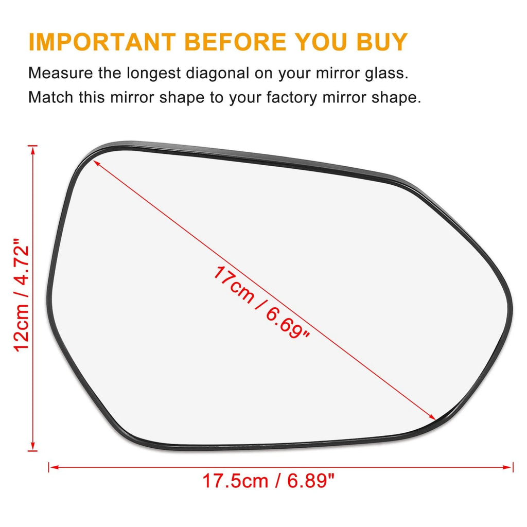 Right Side Heated Mirror Glass with Backing Plate for Toyota Camry (2012–2018)