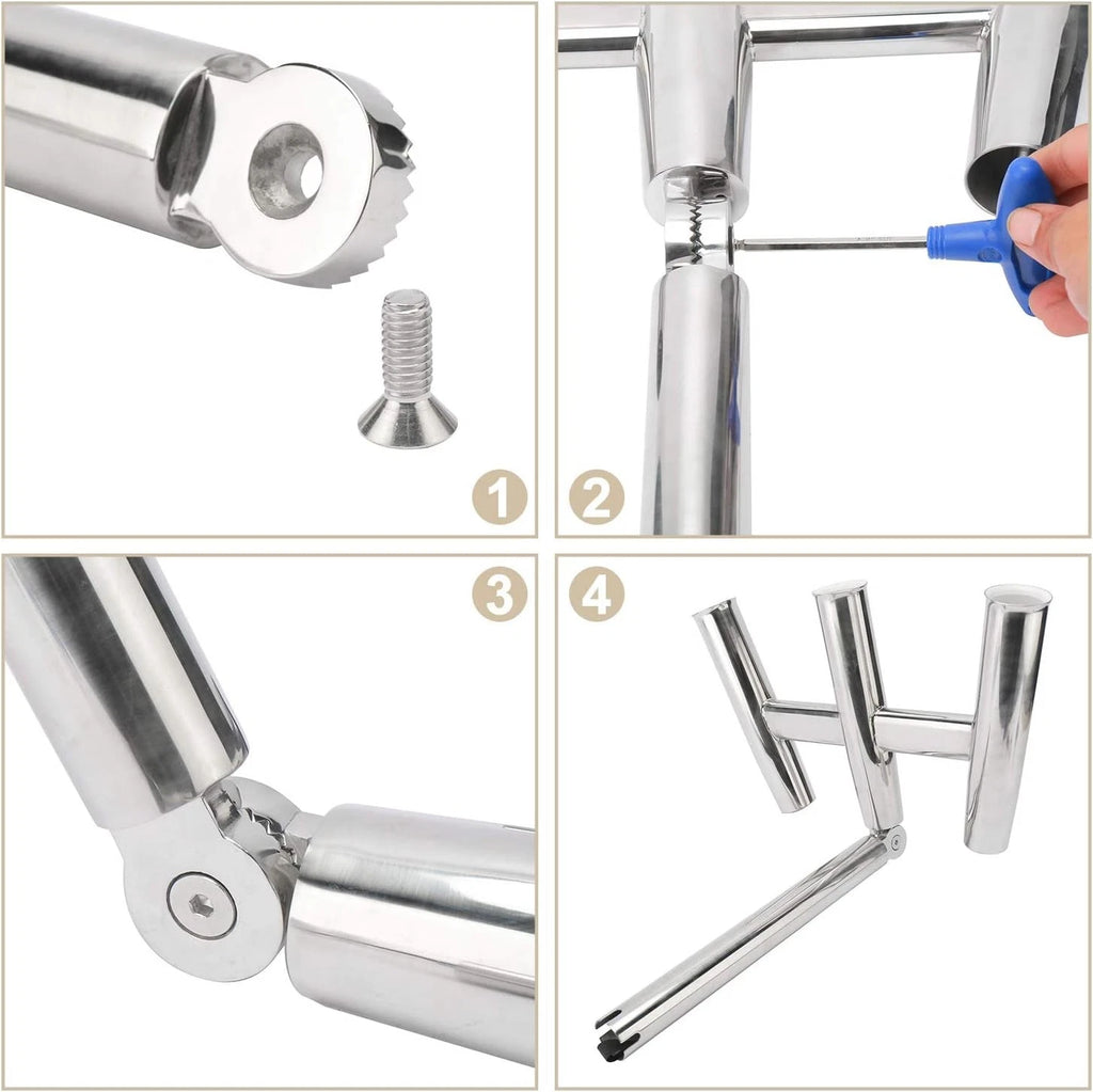 3 Tube Fishing Rod Holder for Boat (Stainless Steel)