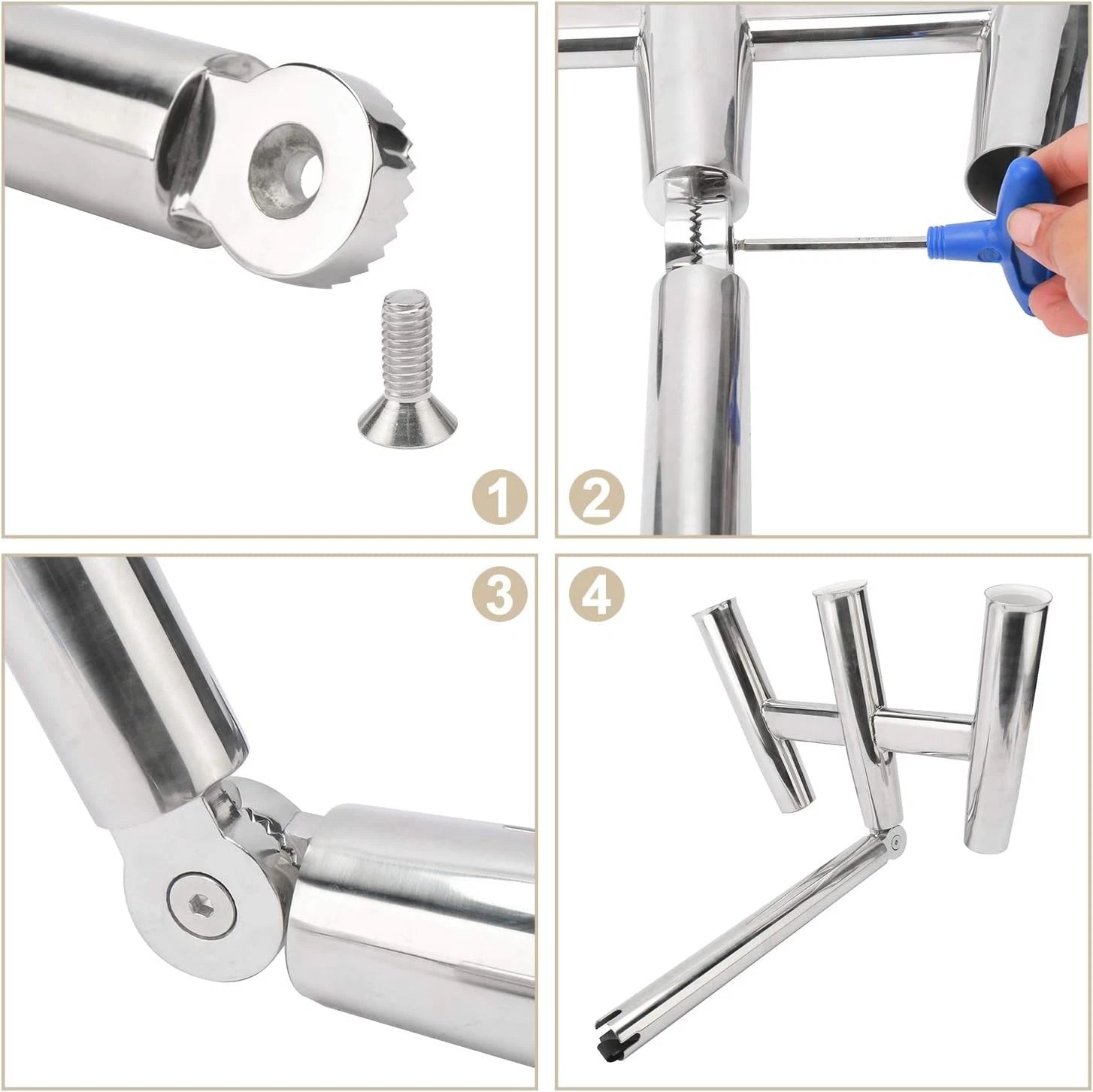 3 Tube Fishing Rod Holder for Boat (Stainless Steel)
