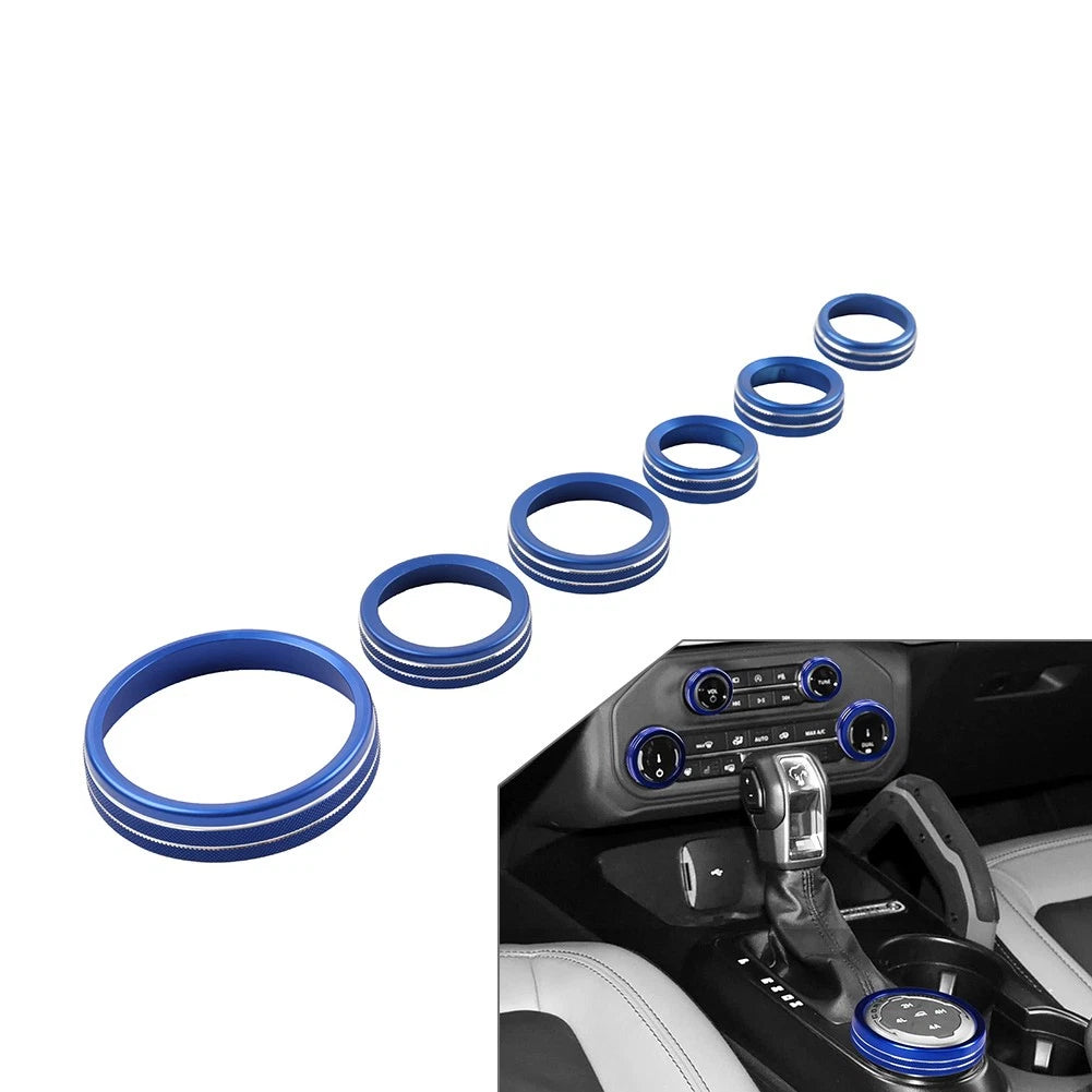Blue AC Stereo Tune Knob Headlight Switch Covers For Ford Bronco 2021-2022