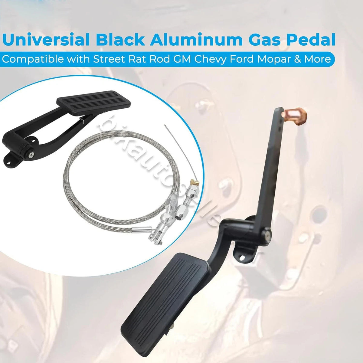 Aluminum Gas/Throttle Pedal & Braided Cable for Chevy (Universal)