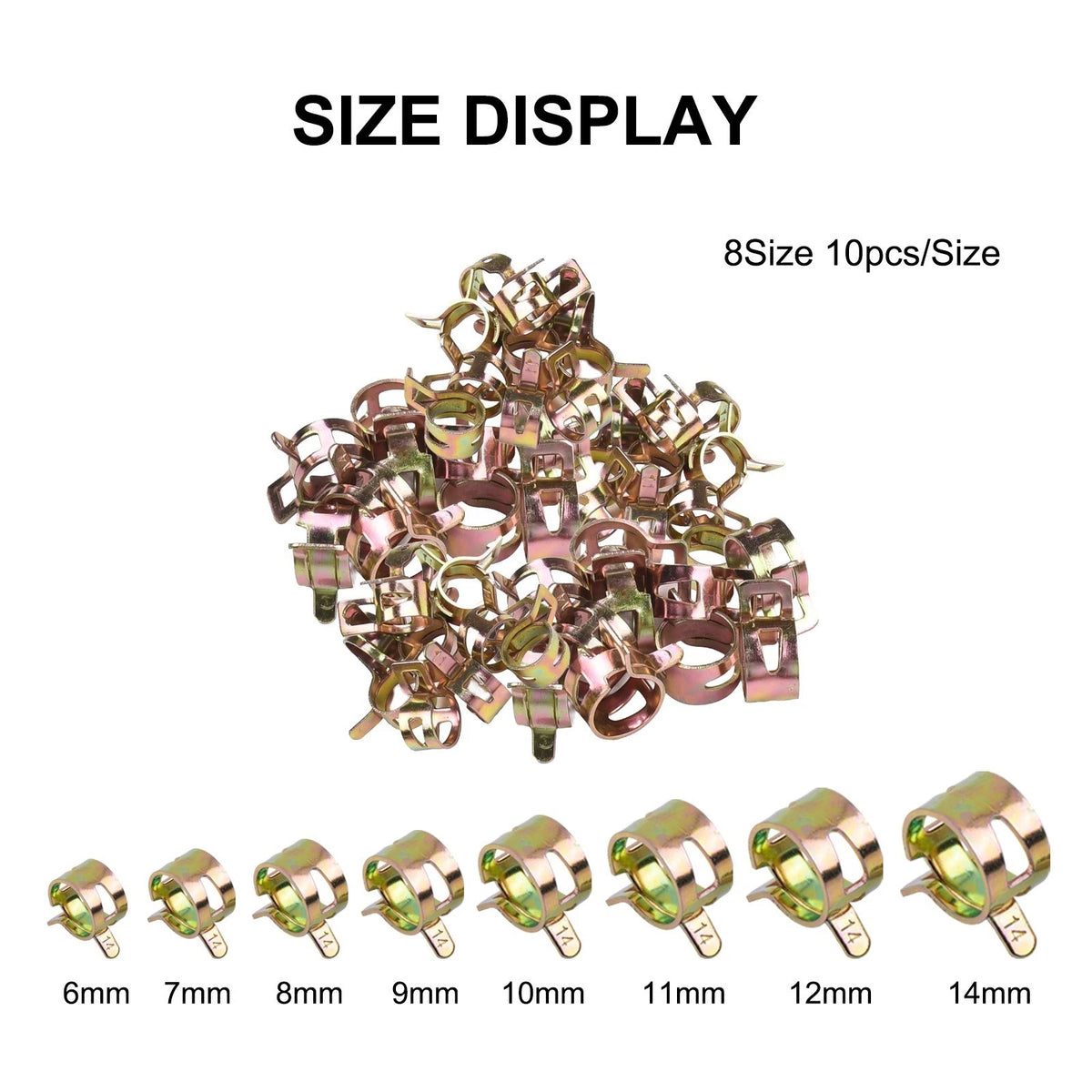 Set of 80 Spring Clips for Fuel Vacuum Hose (4mm-14mm)