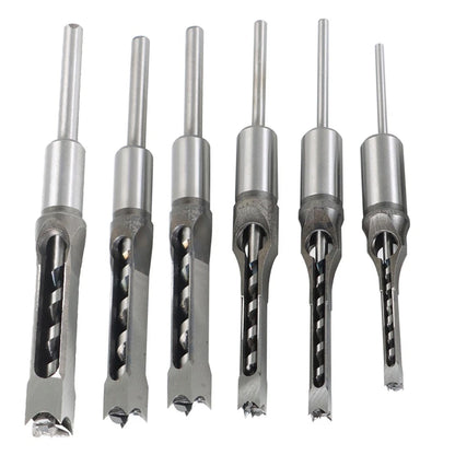 Set of 6 Square Hole Mortise Chisel Drill Bits 6.35mm-16mm