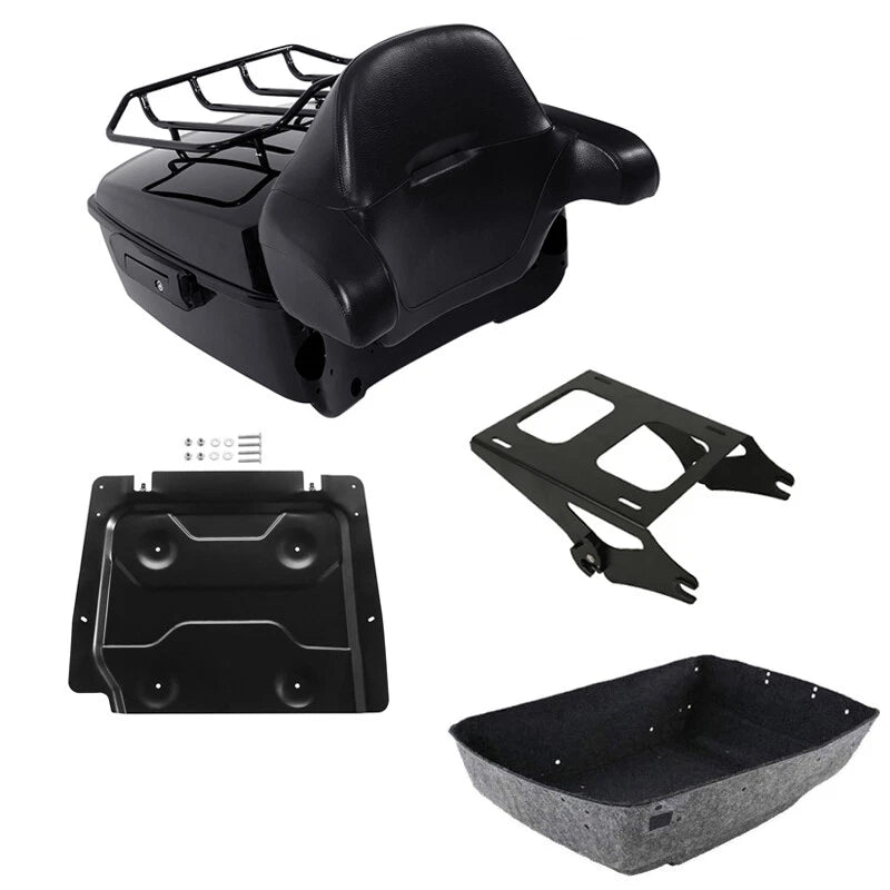 Trunk Backrest Pad Plate Mount Rack for Harley Touring Road King (2014–2026)