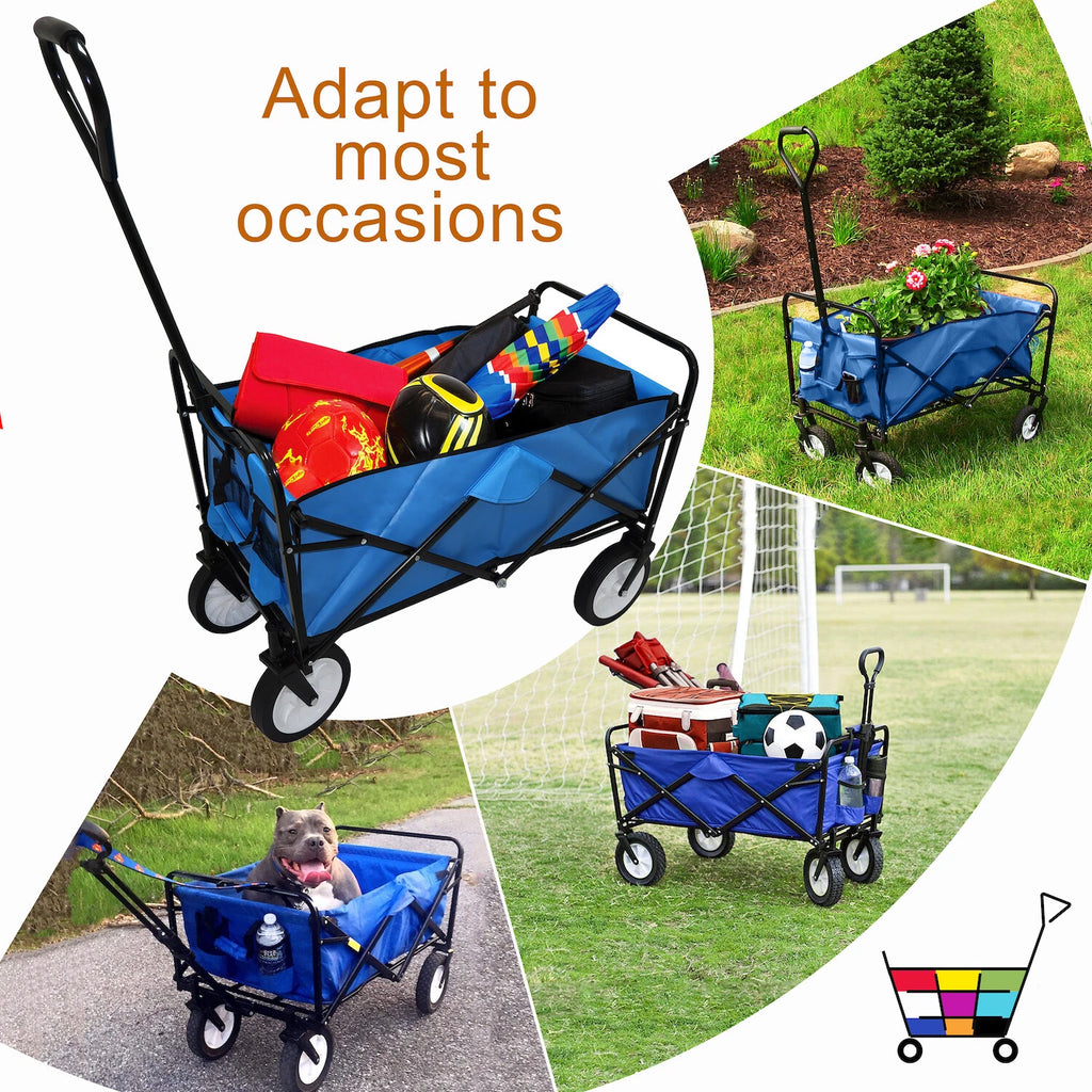 Folding Utility Wagon Cart with Wheels for Outdoor Use