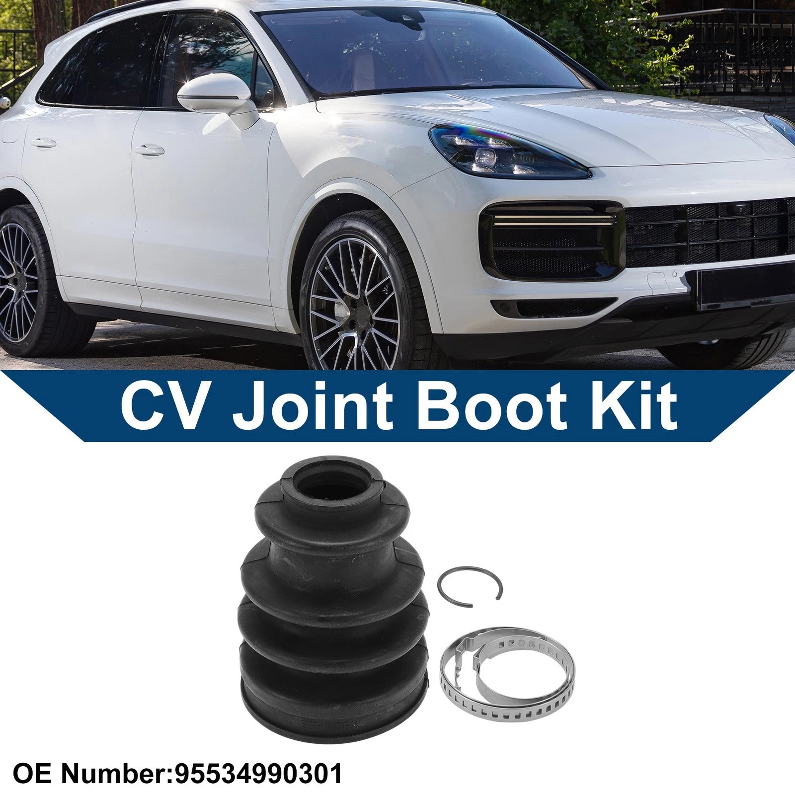 Inner CV Joint Boot Kit w/ Clamps for Porsche Cayenne (2003–2006, 2008–2018)