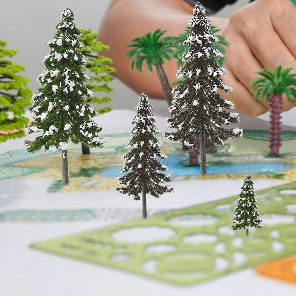 15Pcs Pine Model Trees for Diorama Train Railway Winter Scenery