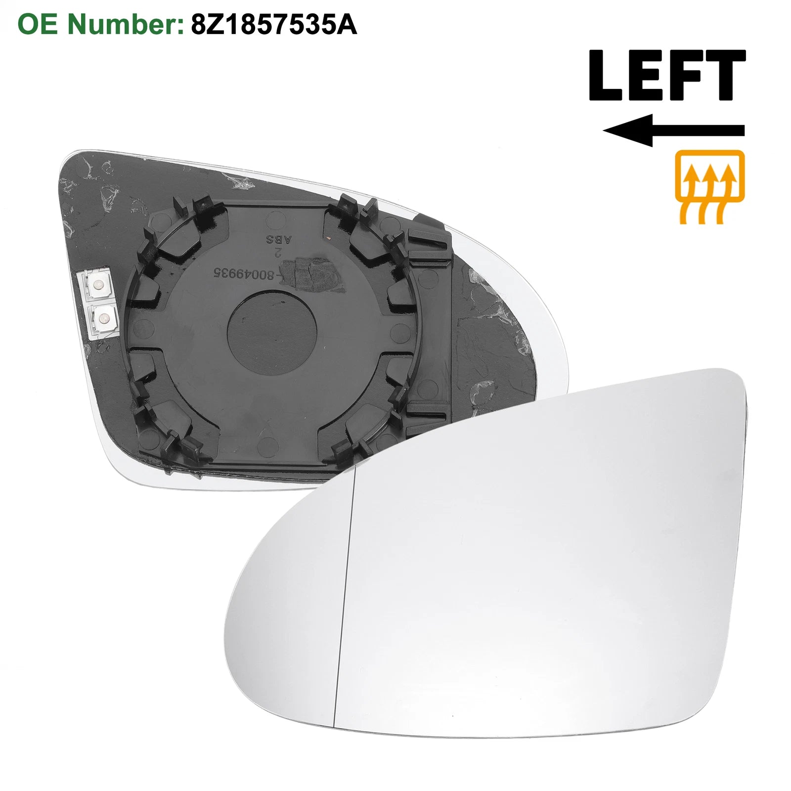 Aspherical Heated Left Side Mirror Glass for Audi A2 (2000–2005)