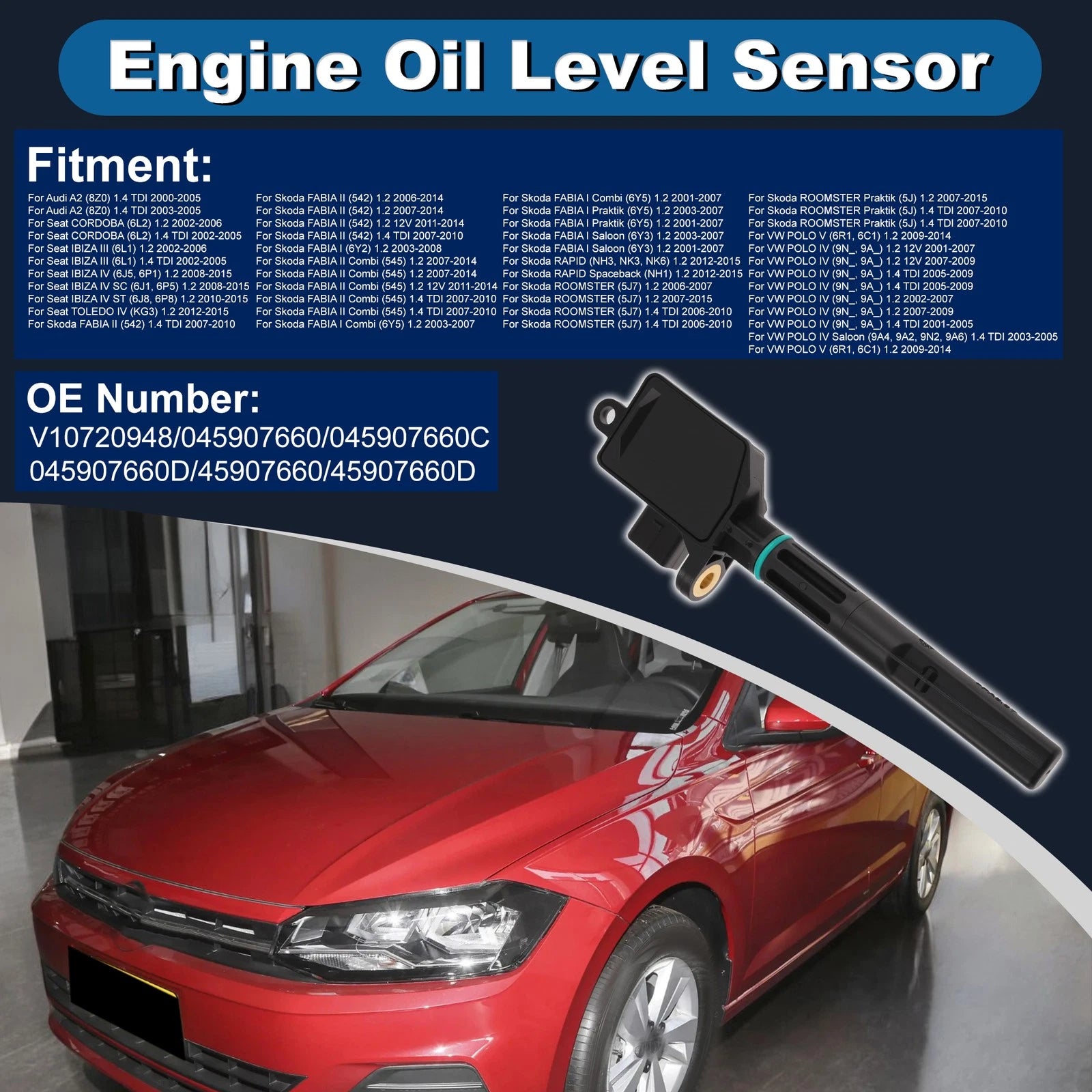 Engine Oil Level Sensor for Audi A2 (8Z0) 1.4 TDI V10720948