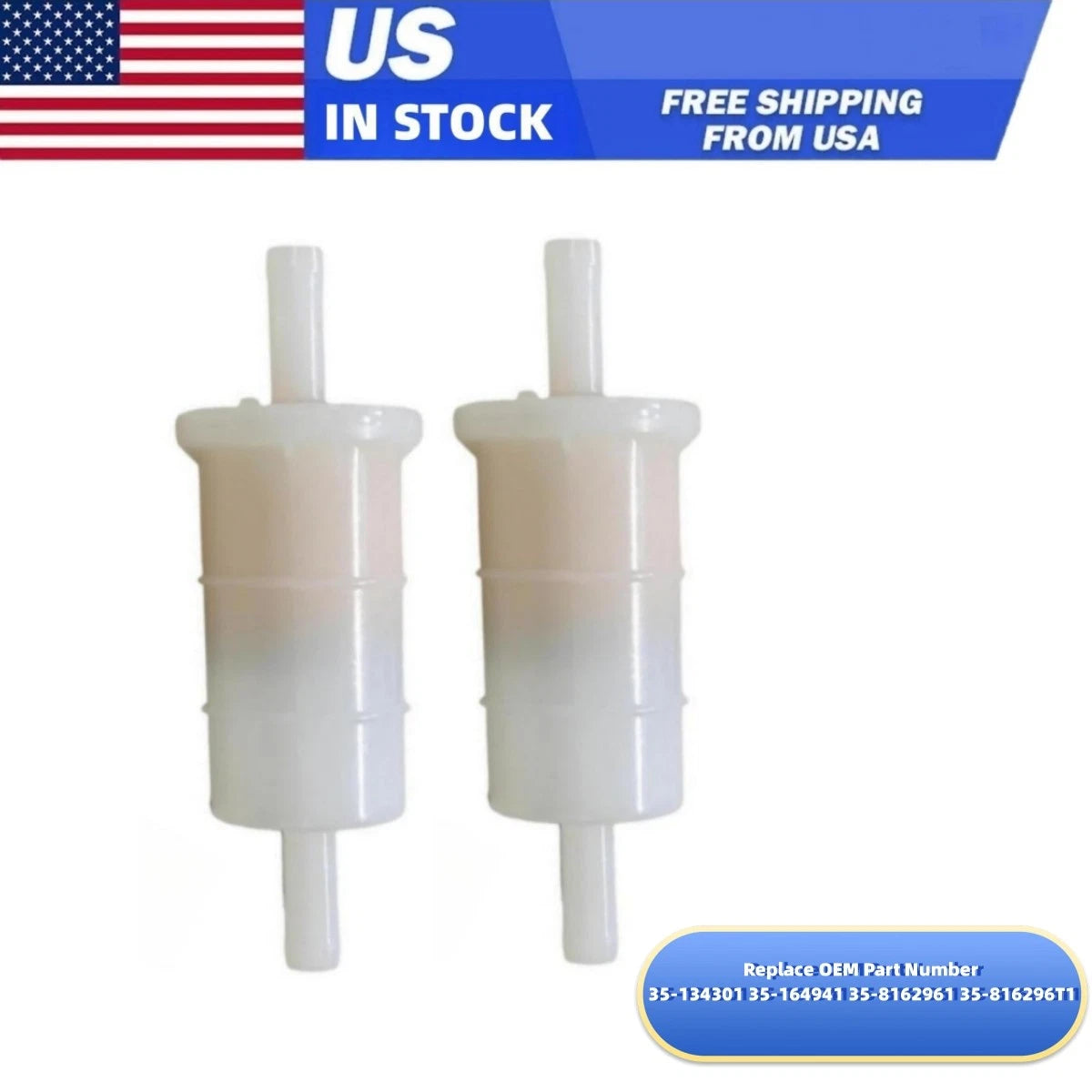 2X 5/16" Inline Fuel Filter for Mercury Marine 40-400 HP (35-816296Q2)