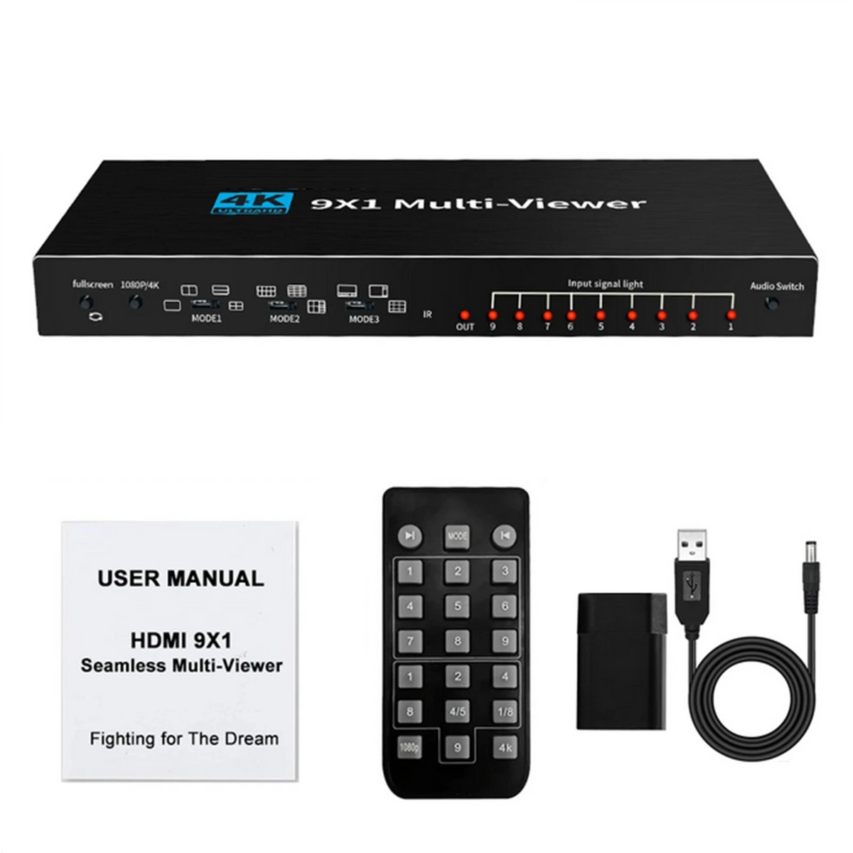 9x1 HDMI Multiviewer for HDMI Devices (4K 30Hz, 1080P)