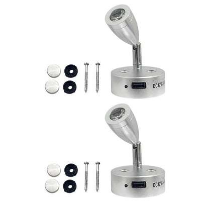 2Pc USB LED Reading Lamp 3W for RV Camper Van Boat