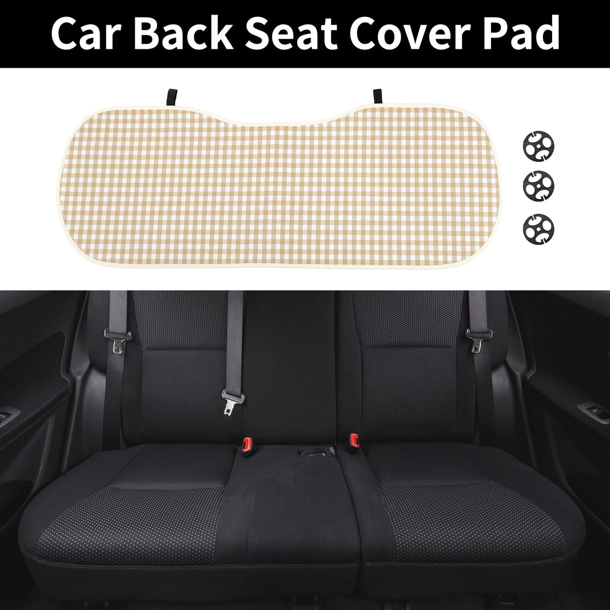 Back Seat Cover for Checkered Pattern Brown (1 Pc) for