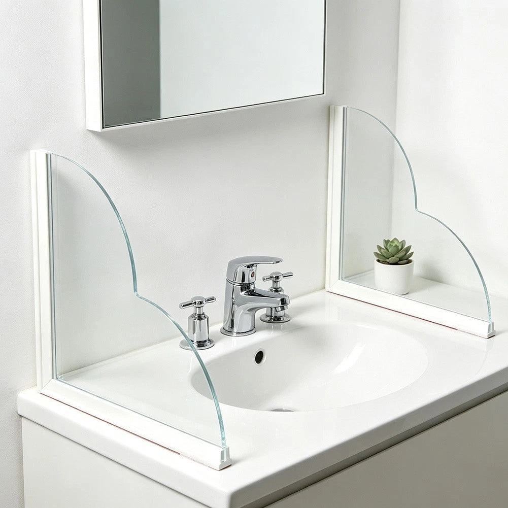 Set of 2 Easy Install Shower Splash Guards 23.5x23.5cm Clear