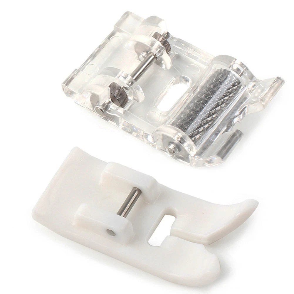 2 Pcs Roller Presser Foot & Non-Stick Zigzag Foot for Brother Singer