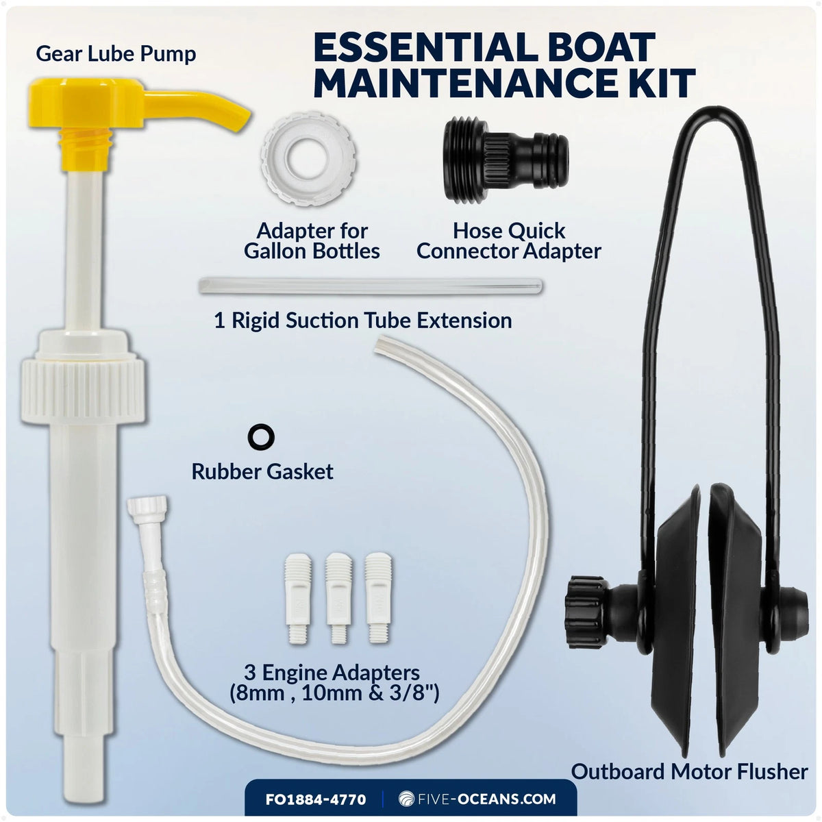 Outboard Motor Flusher Muffs & Gear Oil Pump Set for Universal