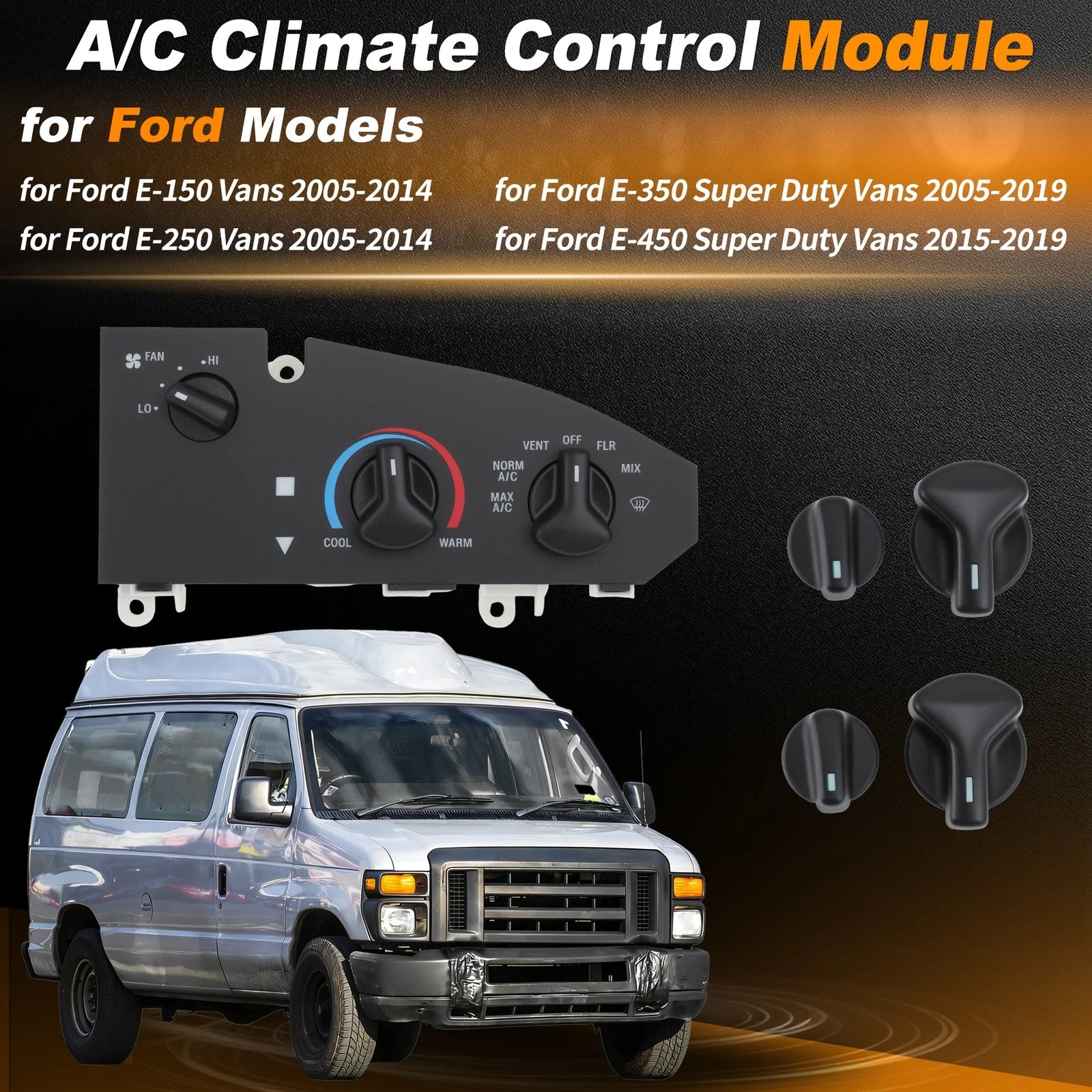 3 Knob AC Heater Climate Control Panel 5C2H19E764AA for Ford E150 E250 (2005–2014)