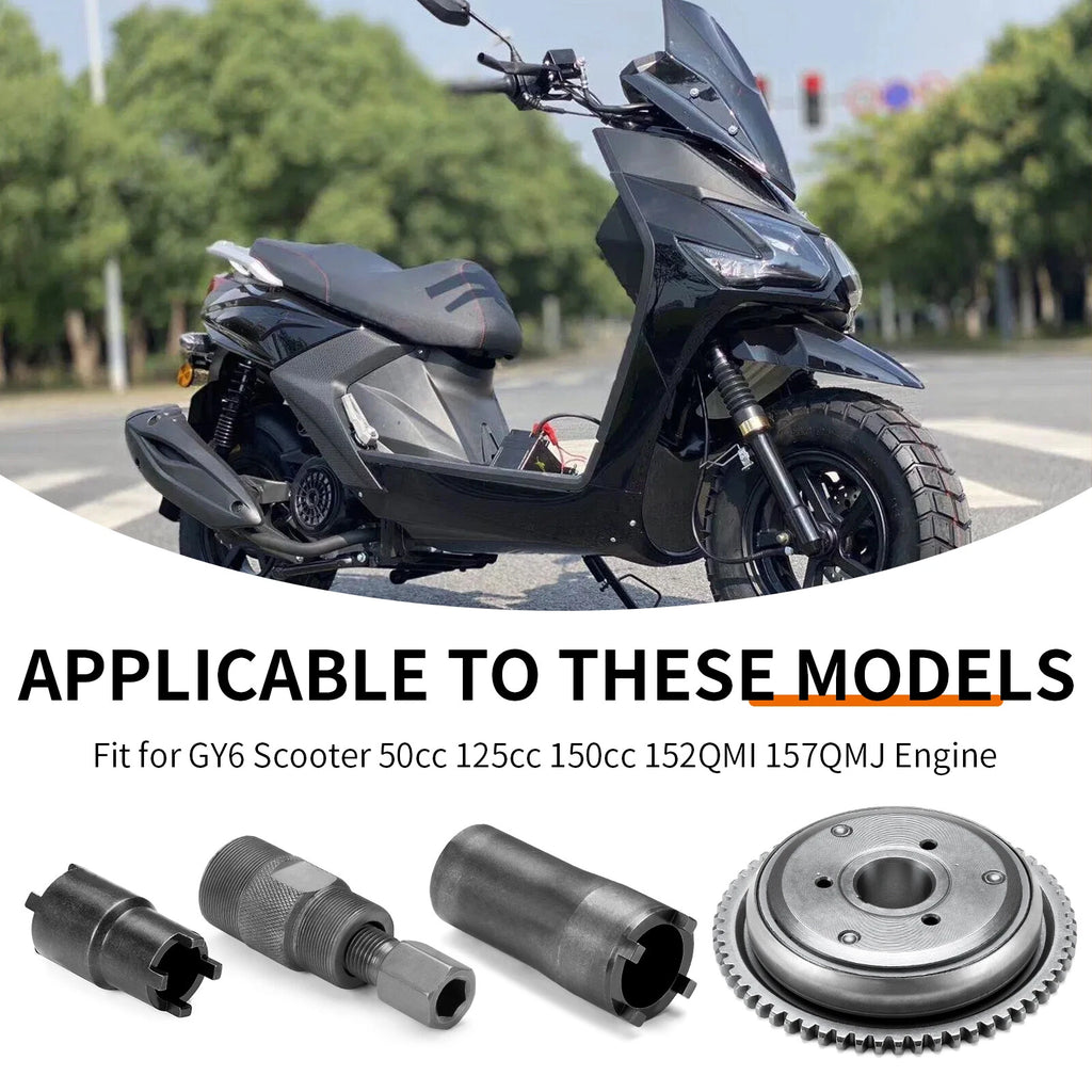 Flywheel Puller Starter Clutch Kit for GY6 Scooter 125cc 150cc (152QMI 157QMJ)