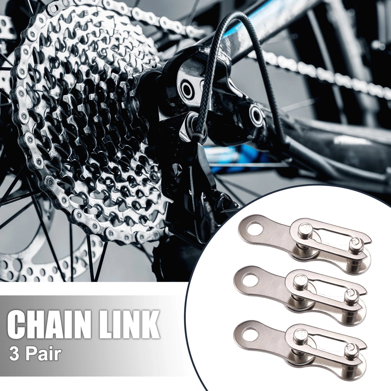 Chain Master Link Connectors Single Speed Silver Pair for Bike Bicycle (–)