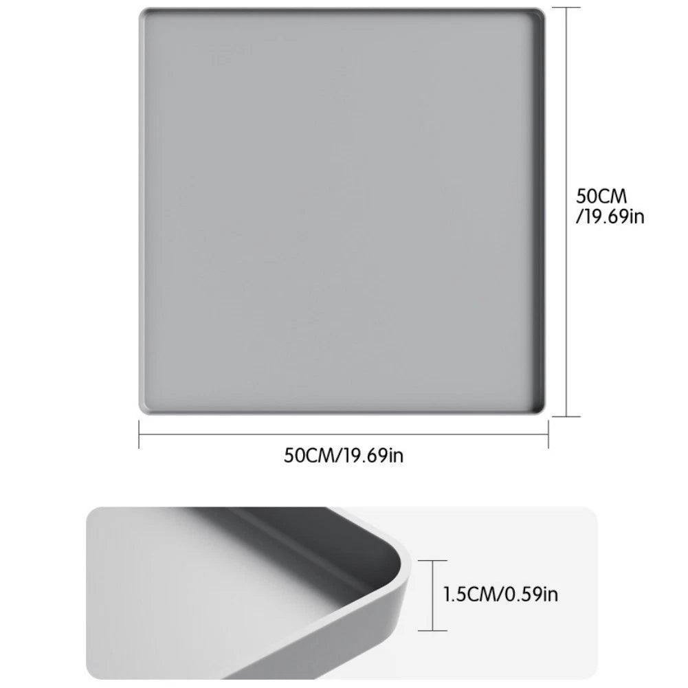 Silicone Mat for Fridge 50x50cm Nonslip Drip Pan with Raised Edge Design