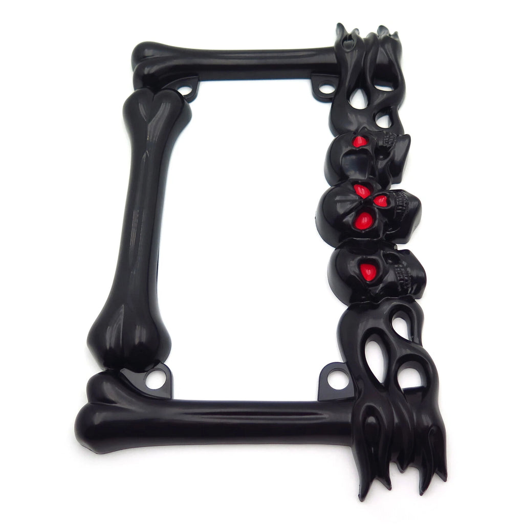 3D Skull Flame Bones Motorcycle License Plate Frame for Harley-Davidson