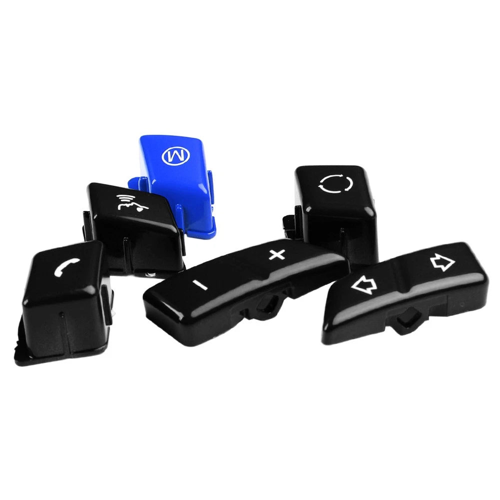Blue+Black Steering Wheel Switch Button Cover For BMW M3 E90 E92 E93