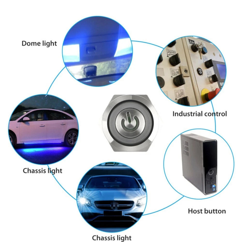 12V LED Push Button Switch Latch for Automotive Applications