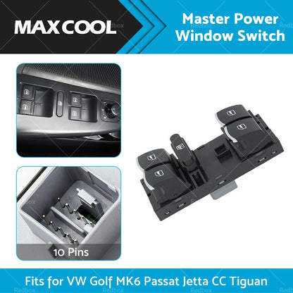 Master Power Window Switch for VW Golf Jetta Passat Tiguan (2007–2021)