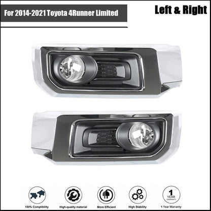 Set of 2 Front Fog Lights with Chrome Bezel for Toyota 4Runner (2014–2021)