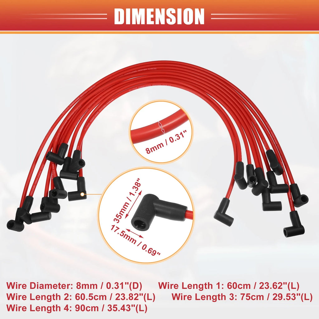 Spark Plug Wire Set Ignition Coil Cable 9 Pcs for Chevrolet SBC BBC (—)
