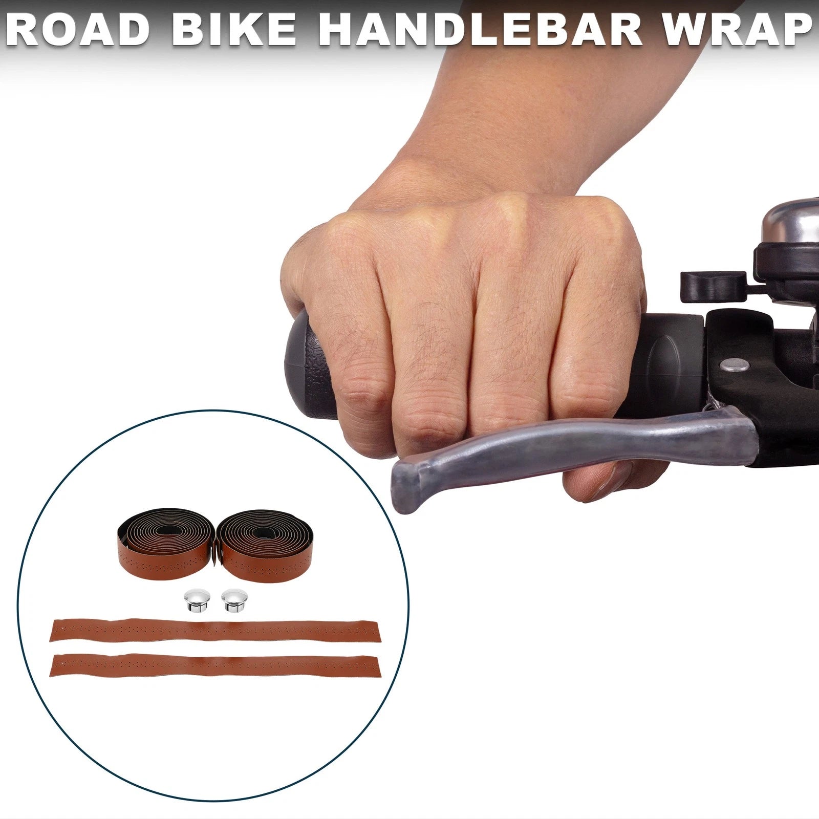 Handlebar Grip Tape Non Slip for Bike Bicycle with Hole Brown 1 Pair