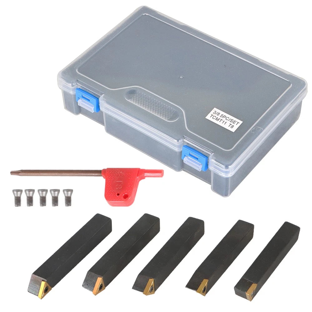 5-Pack 3/8" Indexable Carbide Turning Inserts for Machining Lathes