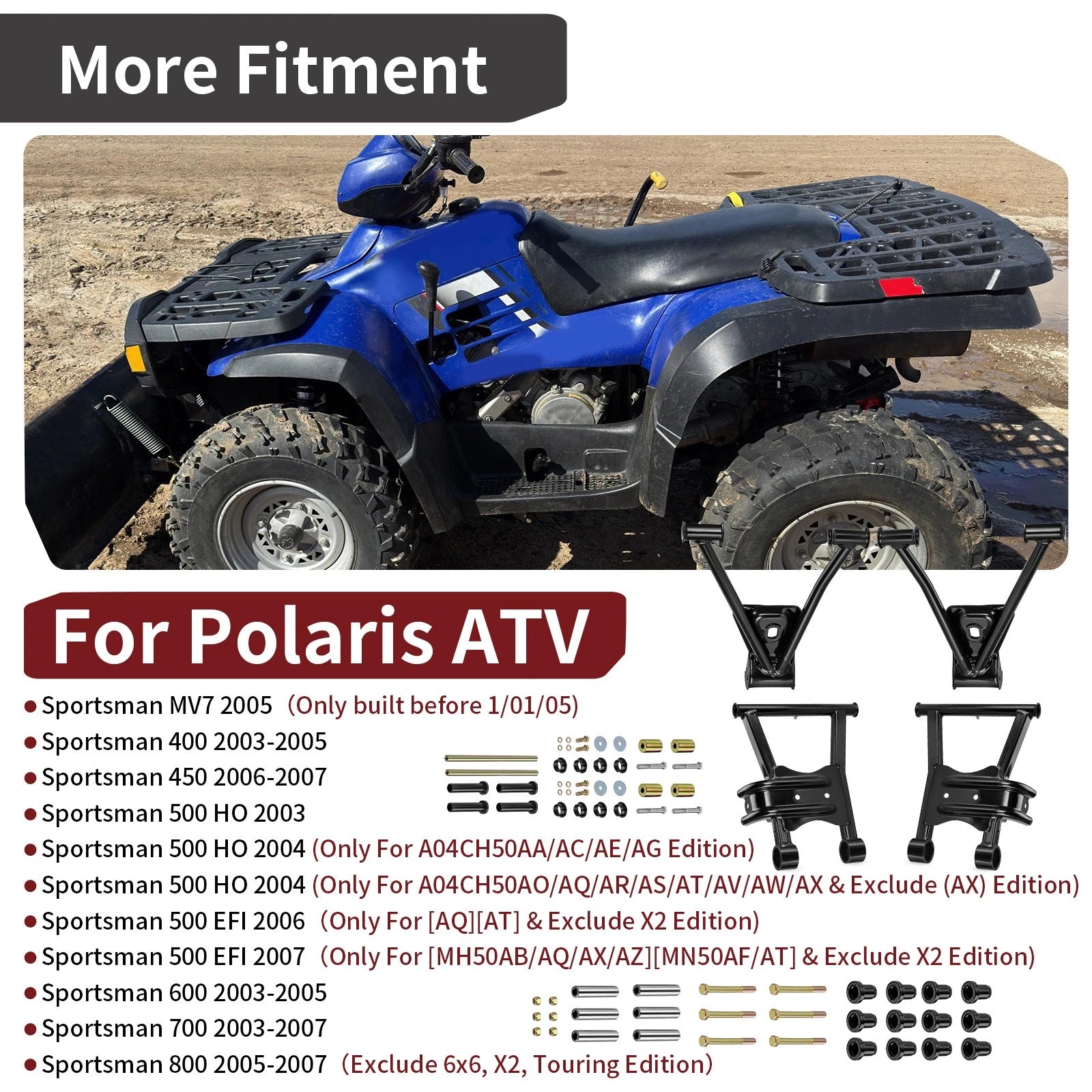 Rear Upper Lower A-Arm Kit for Polaris Sportsman 600 (2003–2005)