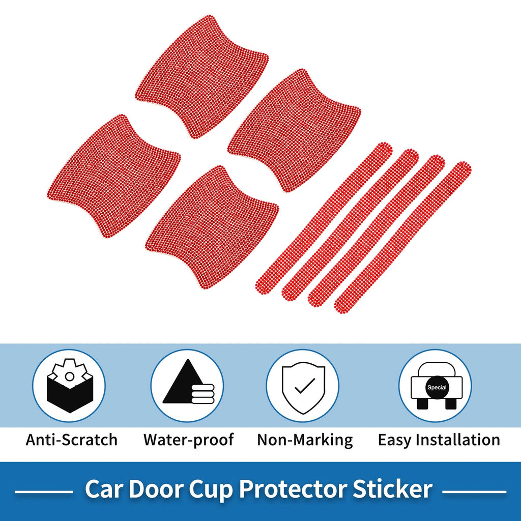Door Handle Scratch Protector for Universal Use (8x10cm, Red)