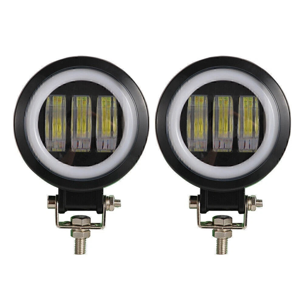2X Round LED Work Light Bar for Motorcycle (12V 24V)