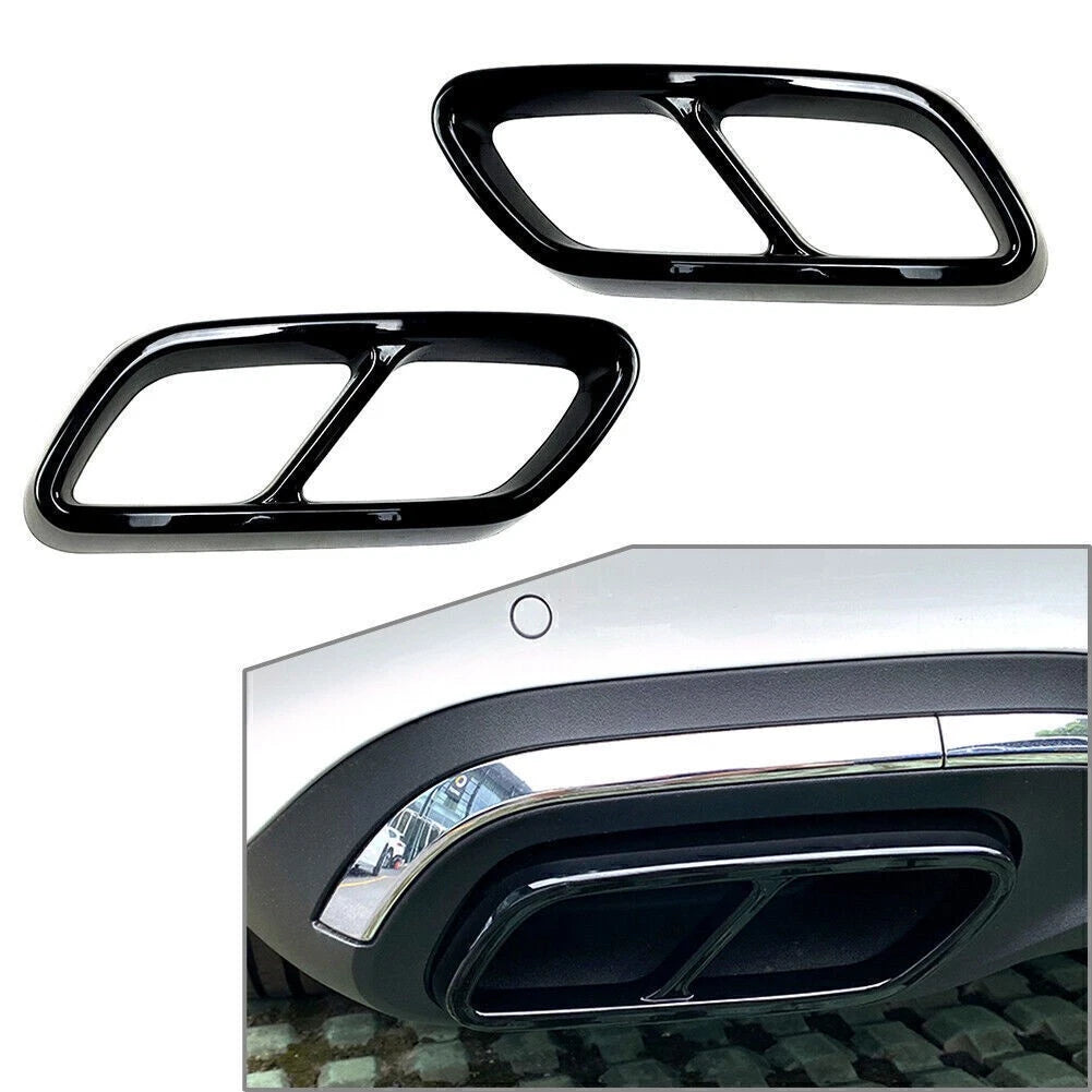 Black Rear Exhaust Muffler Tail Pipe Cover Trim For Mercedes Benz C-Class W206