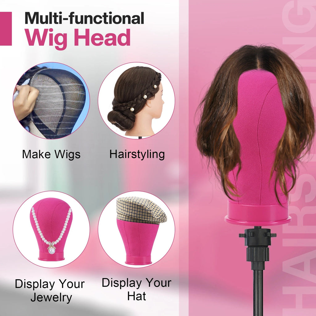 Wig Head Display Mannequin with Stand for Wig Making (23")