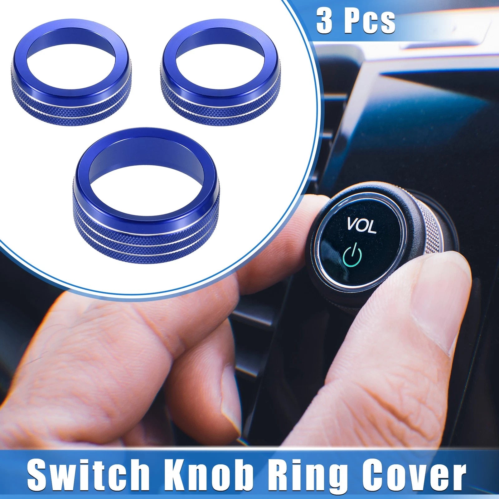 3 Pcs AC Audio Tune Switch Knob Ring Cover Replacement for Dodge Dart (2012–2018)
