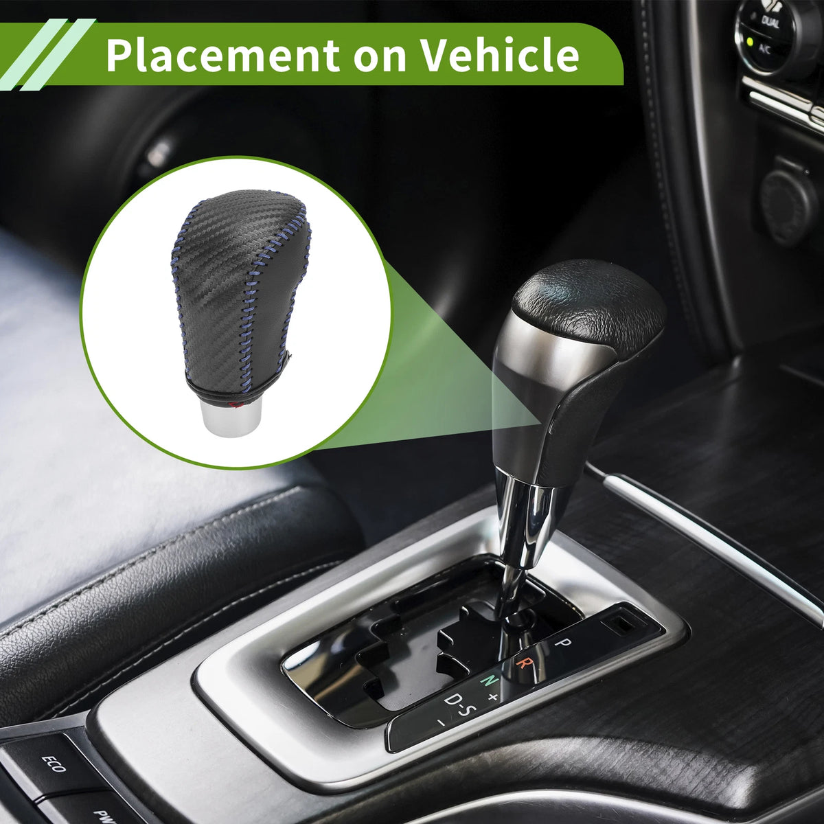 1 Pc Gear Shift Knob Cover for Honda Civic (2016–2021) Black Carbon Fiber Blue