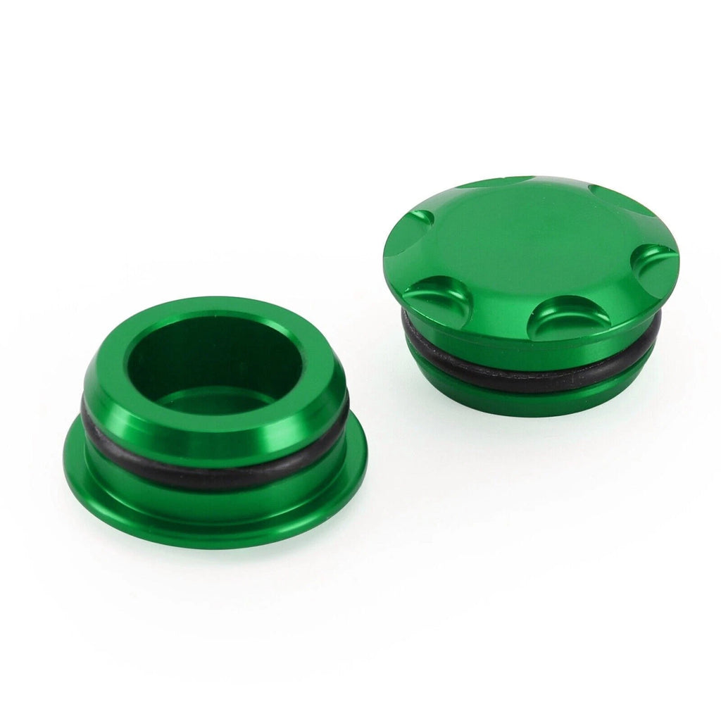 Aluminum Green Frame Hole Caps for Kawasaki Ninja 250 400 (2018–2022)